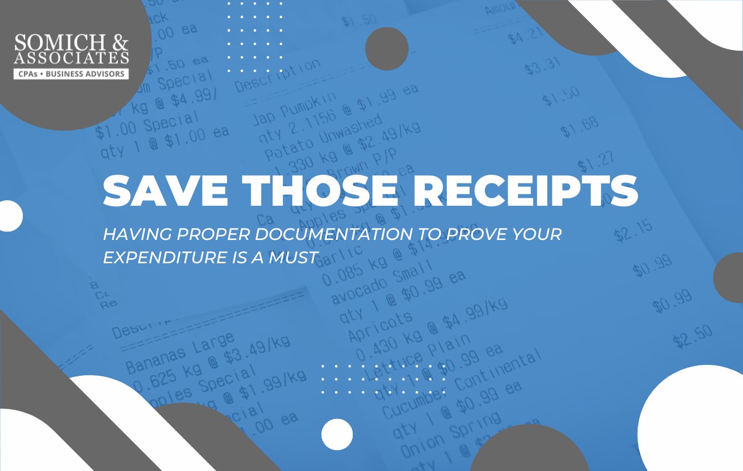 Save Those Receipts! | Somich & Associates CPAs